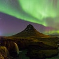 Northern lights over Kirkjufell mountain in Iceland Royalty Free Stock Photo