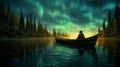 northern lights over the lake Royalty Free Stock Photo
