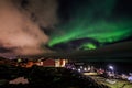 Northern lights over Nuuk streets, Greenland