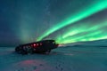 Northern lights over plane wreck on the wreck beach in Vik, Iceland Royalty Free Stock Photo