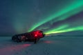 Northern lights over plane wreck on the wreck beach in Vik, Iceland Royalty Free Stock Photo