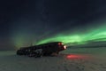 Northern lights over plane wreck on the wreck beach in Vik, Iceland Royalty Free Stock Photo