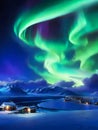 Northern lights over the village