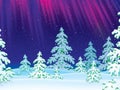 Northern Lights shine over the snow-covered forest Royalty Free Stock Photo