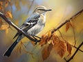 Ai Generated illustration Wildlife Concept of Northern Mockingbird