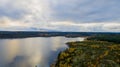 Northern nature landscape, Lake Ladoga in autumn in sunny weather Royalty Free Stock Photo