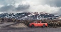 Northern Norway, Sledge on a truck at the Norwegian side of the border at Riksgrensen, between Narvik and Abisko