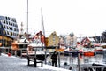 Northern Norway in winter, boats in Tromso harbour Royalty Free Stock Photo