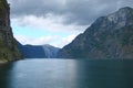 Northern part of norway Sognefjord.The natural landscape of the Norwegian mountains near the fjord. Royalty Free Stock Photo