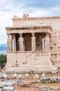 The Northern porch, Erechtheion or Erechtheum temple on Acropolis hill. Honoring Athena & Poseidon, this famous, ancient Greek Royalty Free Stock Photo