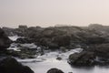 Rocky beach at dusk Royalty Free Stock Photo