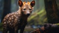 Northern Pudu (Pudu mephistophiles), Ecuador. The smallest species of deer in the world Royalty Free Stock Photo
