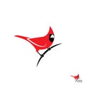 Northern red cardinal bird sign - vector illustration