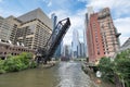 Northern Riverwalk on North Branch Chicago River in Chicago, Ill