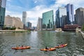 Northern Riverwalk on North Branch Chicago River in Chicago, Ill