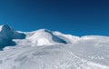 Winter mountain landscape. Snow-white trails of the Caucasus.winter, snow, white, nature, cold, mountain, sky, blue, ice, landsca Royalty Free Stock Photo