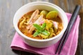 Curry noodles soup with chicken Royalty Free Stock Photo