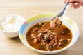 Northern Thai food, spicy Thai curry soup with beef guts Kaeng Om Nua Royalty Free Stock Photo