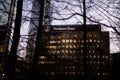 Northern Trust UK branch offices at Canary Wharf in evening light