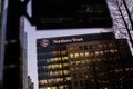 Northern Trust UK branch offices at Canary Wharf in evening light