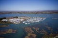 Northney Marina with moored yachts and boats aerial Royalty Free Stock Photo
