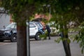 Northridge, CA / United States - May 27, 2019: LAPD Patrol Units respond to brandishing/ADW call in suburban neighborhood with