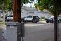 Northridge, CA / United States - May 27, 2019: LAPD Patrol Units respond to brandishing/ADW call in suburban neighborhood