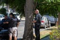 Northridge, California, United States - June 29, 2022: A multi-agency task force including LAPD Narcotics detectives stages on a