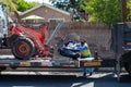 Northridge, California, USA - A City of Los Angeles Sanitation department employee places illegally dumped