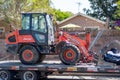 Northridge, California, USA - April 21, 2020: A City of Los Angeles Sanitation department Kubota R530 wheel loader sits on a