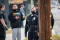 Northridge, California / USA - A diverse group of LAPD officers and supervisors respond to an assault