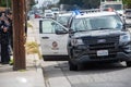 Northridge, California / USA - LAPD Ford Police Interceptor SUVs at an assault investigation in Northridge,