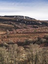 Northumberland landscape with crag between Otterburn and Rothbury, UK