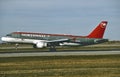 Northwest Airlines Airbus A320 landing at Minneapolis after a flight from Miami `1995