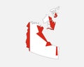 Northwest Territories Map on Canadian Flag. NT, CA Territory Map on Canada Flag. EPS Vector Graphic Clipart Icon Royalty Free Stock Photo