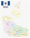 Northwest territories political and administrative regions map with flag canada Royalty Free Stock Photo