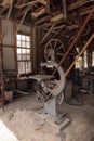 Norton Swing Saw inside the 1904 Large Machine Shop at historic Koreshan State Park