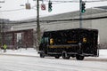 UPS truck delivery during snow day on Connecticut Ave