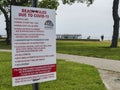 Informative sign on Calf Pasture Beach during COVID-19 Pandemic