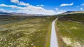 Norway aerial view from drone with lakes and road Royalty Free Stock Photo