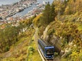 View of Bergen harbor from Floibanen Funicular in Mount Floyen in Bergen, Norway