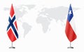 Norway and Chile flags for official meeting