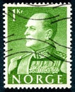 Stamp printed in the Norway, depicts King Olav V Royalty Free Stock Photo