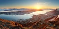 Norway city panorama - Tromso at sunset Royalty Free Stock Photo