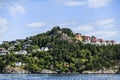 Norway coast with charming cottages in the background, summer, s Royalty Free Stock Photo