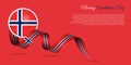 Norway constitution day design with flying norway ribbon and norway flag vector illustration