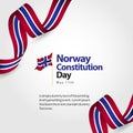 Norway Constitution Day Flag Vector Template Design Illustration