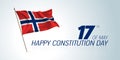 Norway constitution day greeting card, banner, horizontal vector illustration