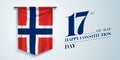 Norway constitution day greeting card, banner, vector illustration