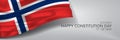 Norway constitution day vector banner, greeting card.